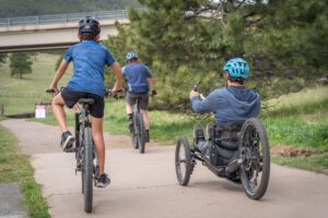 A bicycle and an adaptive bicycle.