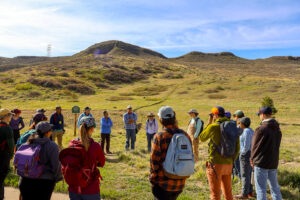 A group of volunteers receiving instructions for the work ahead.